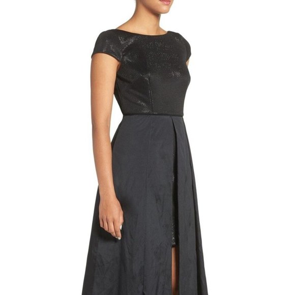 Metallic Knit & Taffeta Gown - Picture 4 of 5